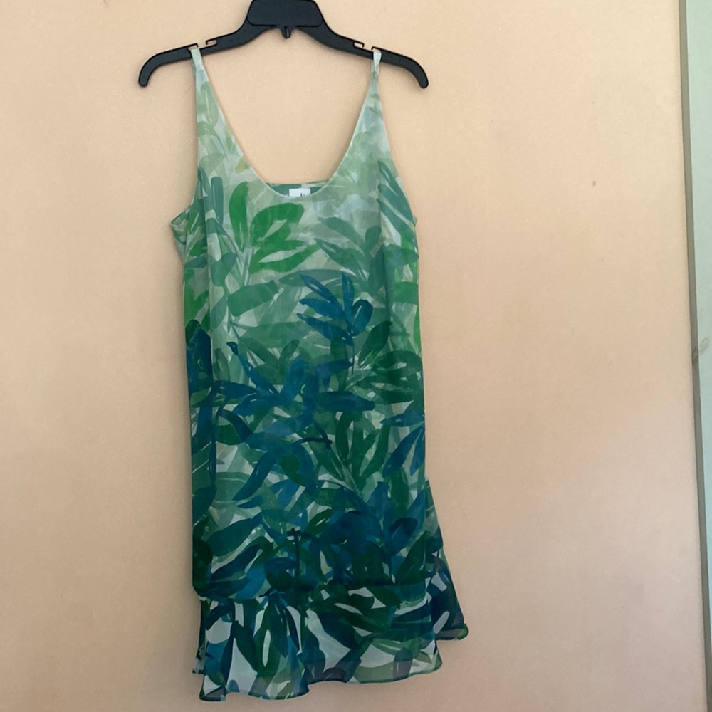Cabi summer green floral slip dress